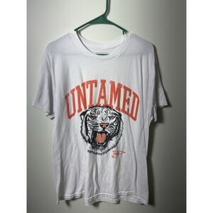 Samegang Untamed Tigers Mens Large White Graphic Tee 100% Cotton
